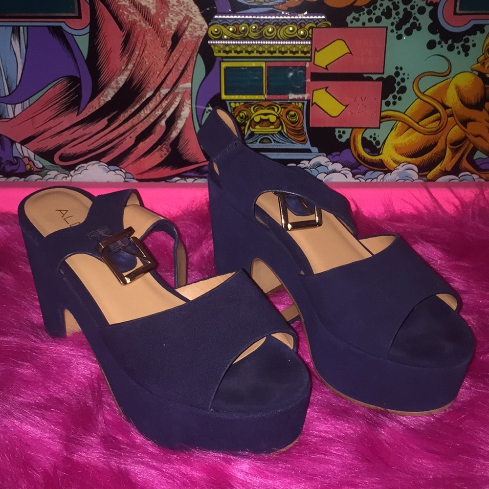 Navy Block Heels